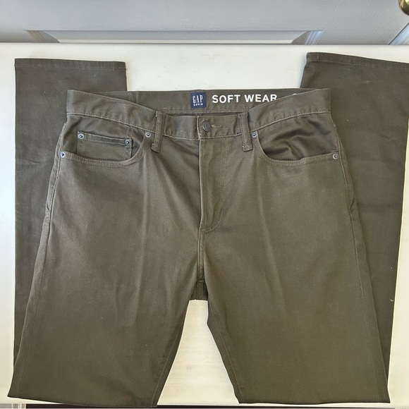 GAP Men's Soft Wear Slim Fit Denim Pants Dark Moss Khaki Green Size 32 - Picture 4 of 13